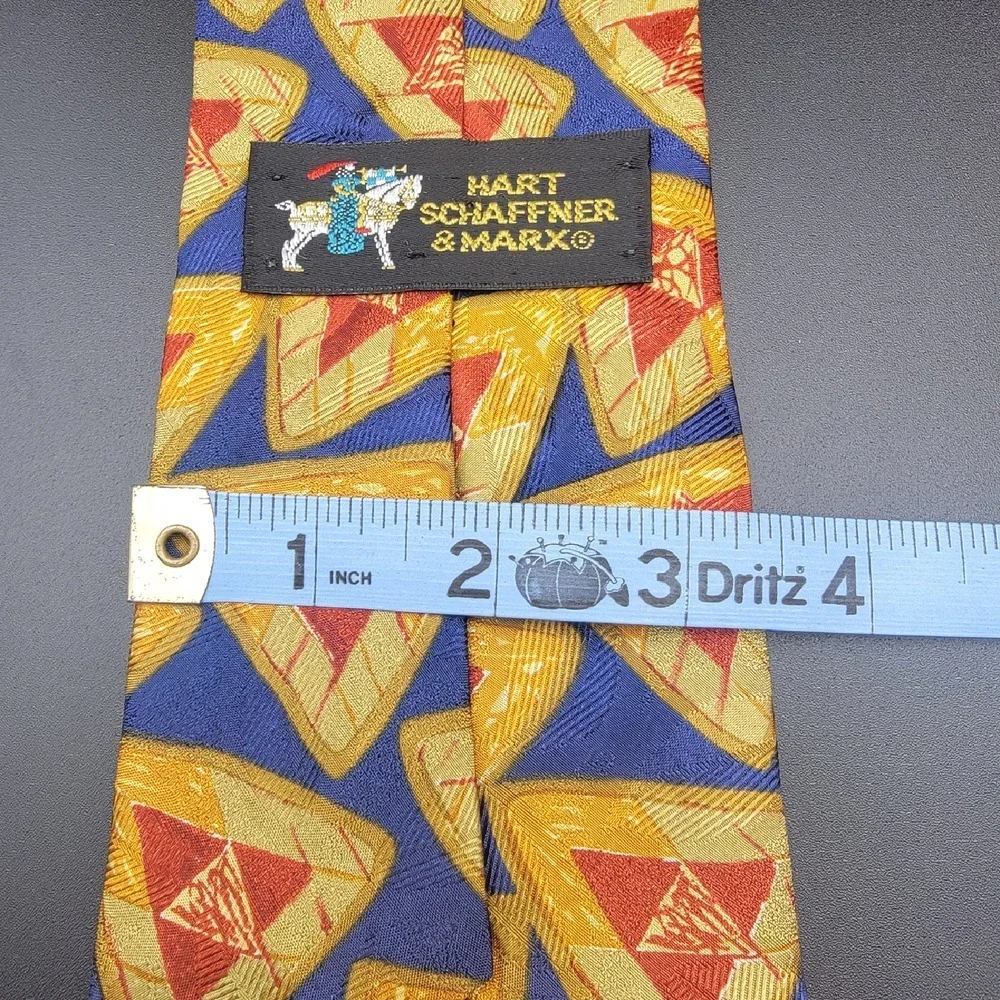 Hart Schaffner Marx Silk Necktie Geometric Triangle Pattern USA Made‎